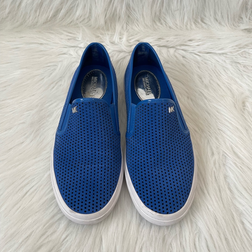 Michael Kors Royal Blue Perforated Slip-Ons